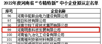 河南省“專精特新”中小企業(yè)擬認定名單予
